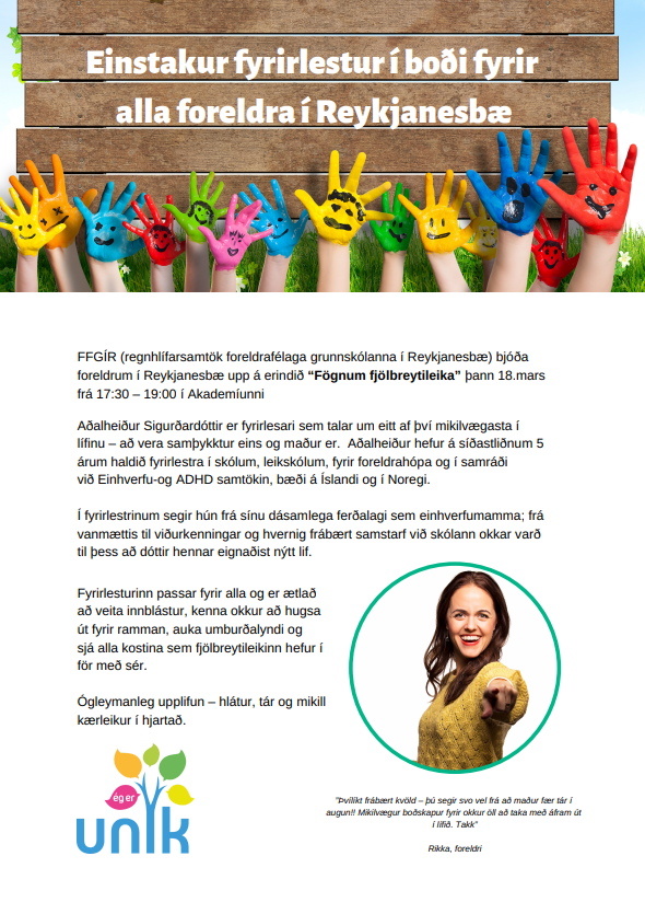 Einstakur fyrirlestur í boði fyrir alla foreldra í Reykjanesbæ