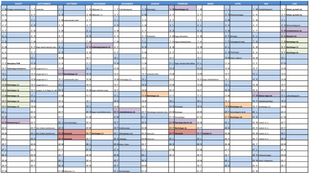 Skóladagatal 2022-2023