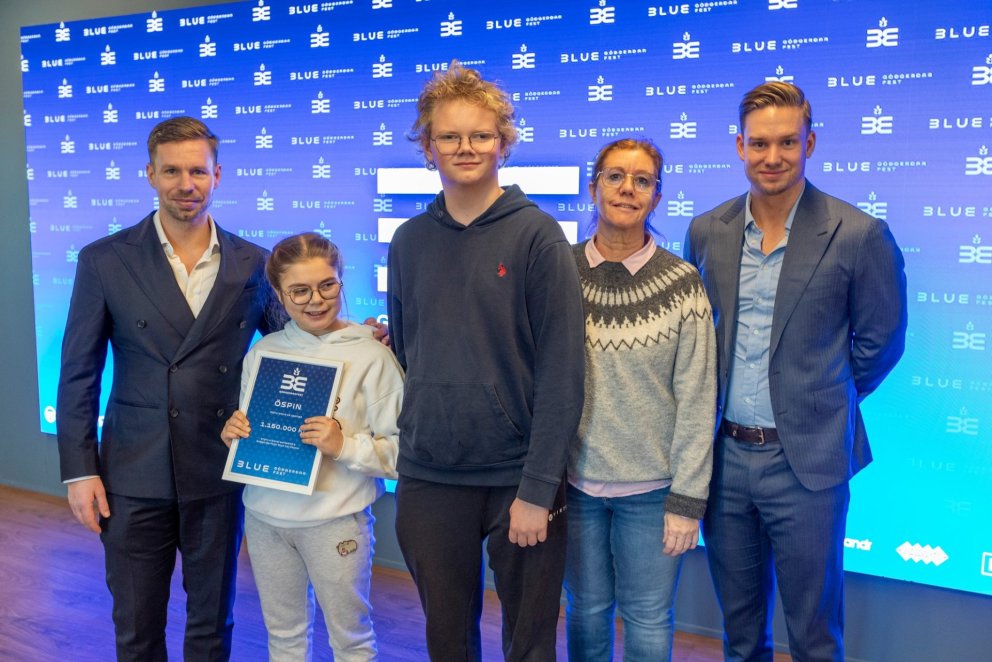 Magnús Þorsteinsson frá Blue, Lena Dominica, Hjálmar Bernhard, Helga Ólína Aradóttir kennari í Ösp o…