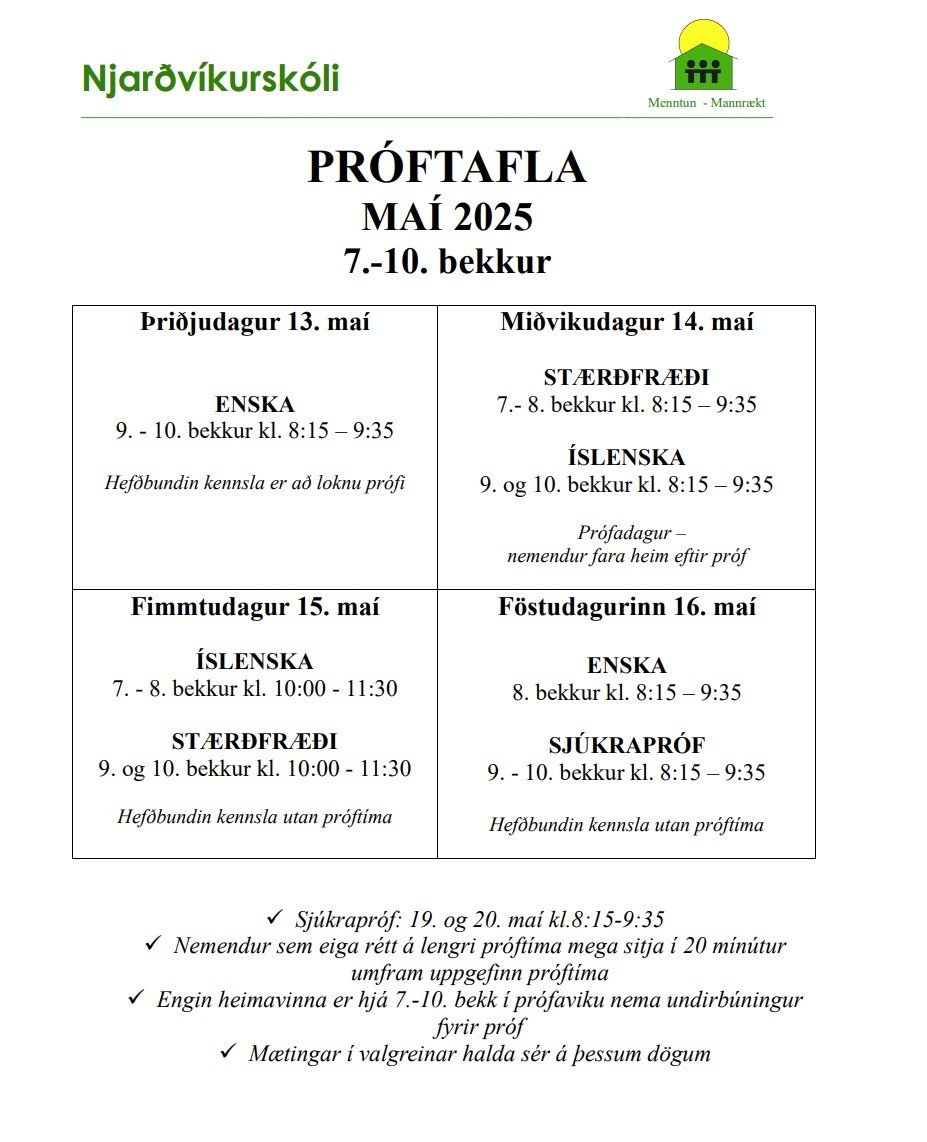 Próf í 7.-10. bekk