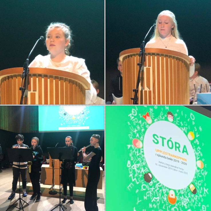 Kristín Arna og Hildigunnur Eir stóðu sig vel á lokahátíð Stóru upplestrarkeppninnar