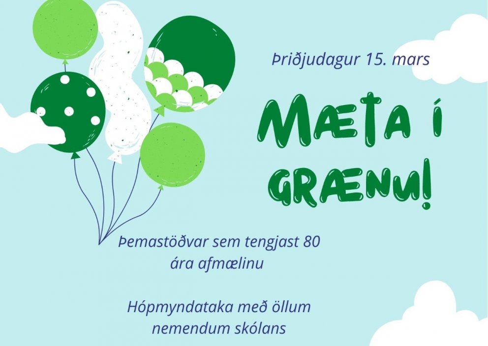 Þemadagar - Mæta í grænu á þriðjudag