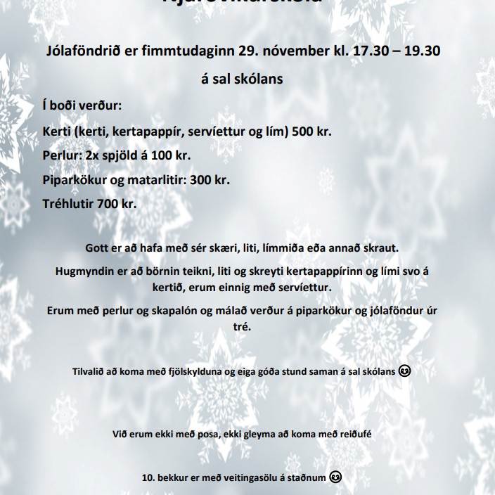 Jólaföndur foreldrafélags Njarðvíkurskóla