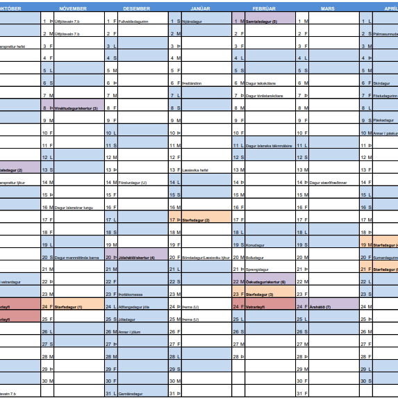 Skóladagatal 2022-2023