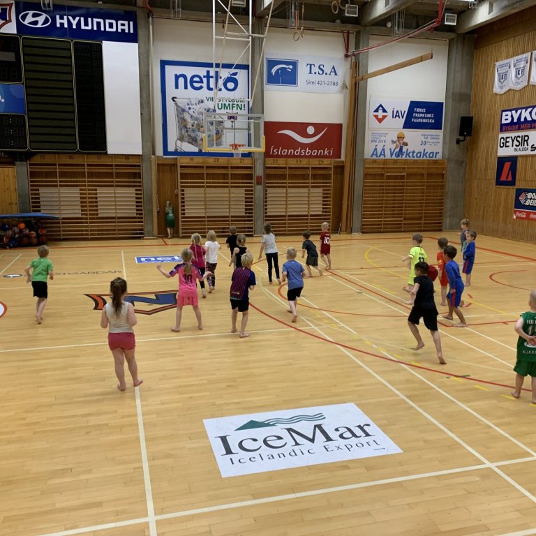 Mynd frá íþróttatíma í morgun