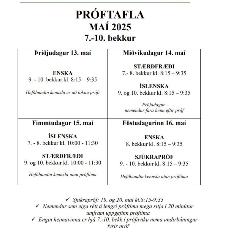 Próf í 7.-10. bekk