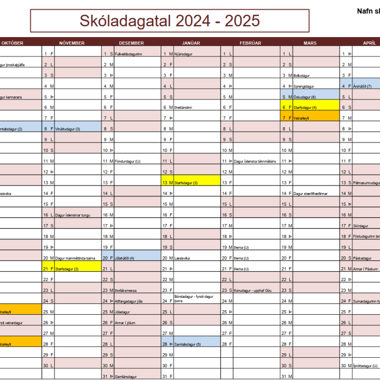 Skóladagatal 2024-2025