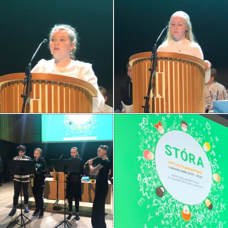 Kristín Arna og Hildigunnur Eir stóðu sig vel á lokahátíð Stóru upplestrarkeppninnar
