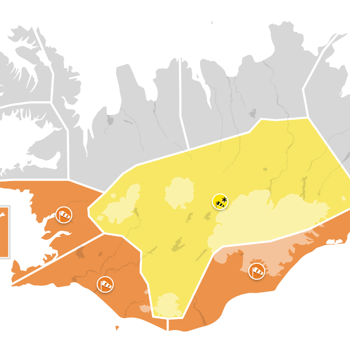 Appelsínugul veðurviðvörun í dag